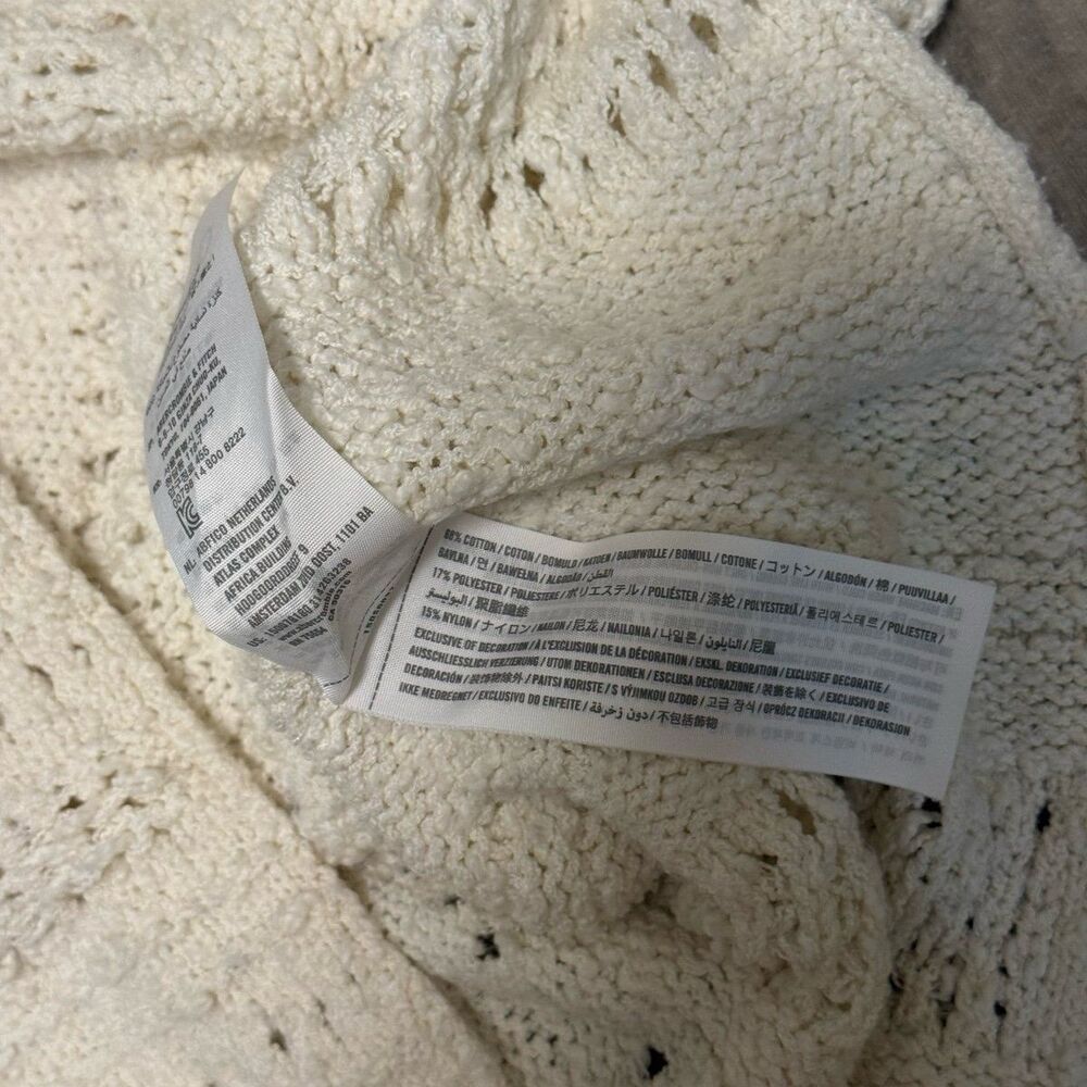 Abercrombie & fitch crochet knit pointelle v neck sweater cream - Picture 6 of 6